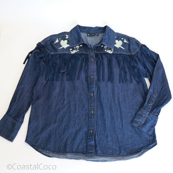 DG2 Diane Gilman Western Button Up Shirt XL Womens Fringe Rodeo Country Festival - Picture 4 of 14